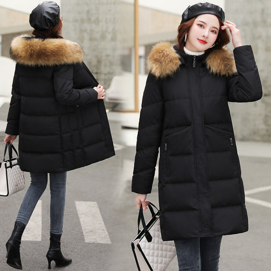 Plus Size Padded Big Fur Collar Quilted Jacket Fashion Jacket