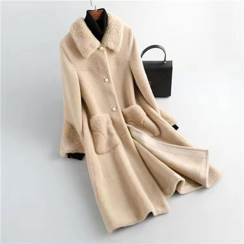 Lamb Wool Coat Mid-length Fleece Fur Integrated Lamb Chenille Coat