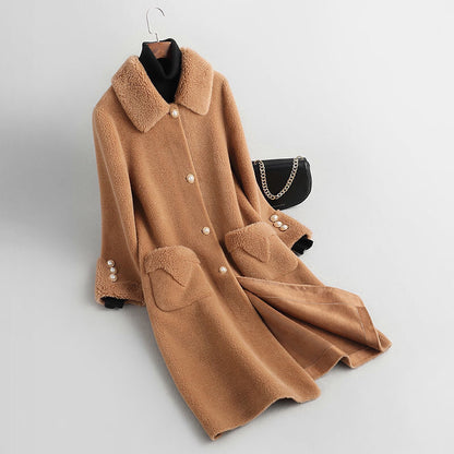 Lamb Wool Coat Mid-length Fleece Fur Integrated Lamb Chenille Coat