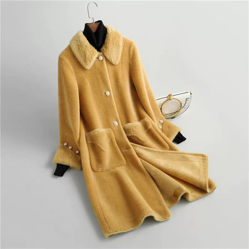 Lamb Wool Coat Mid-length Fleece Fur Integrated Lamb Chenille Coat