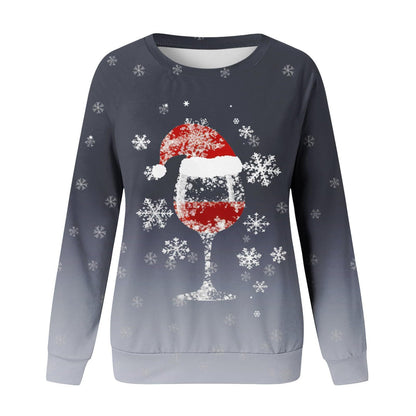 Christmas New Women's Round Neck Sweater 3D Digital Printing Casual Women's Clothing