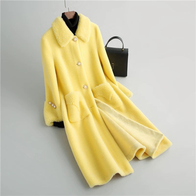 Lamb Wool Coat Mid-length Fleece Fur Integrated Lamb Chenille Coat