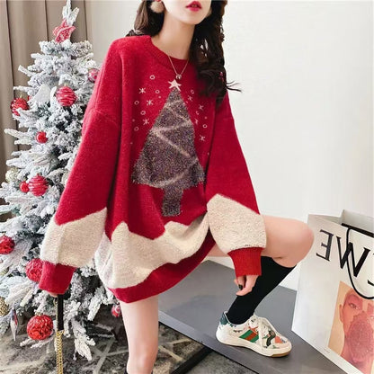 Women's Mid-length Christmas Tree Pullover