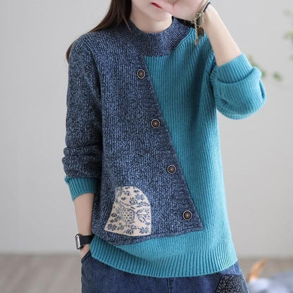 Women's Color Matching Knitted Bottoming Shirt