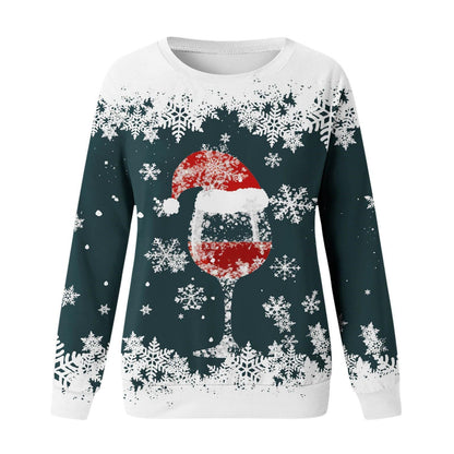 Christmas New Women's Round Neck Sweater 3D Digital Printing Casual Women's Clothing