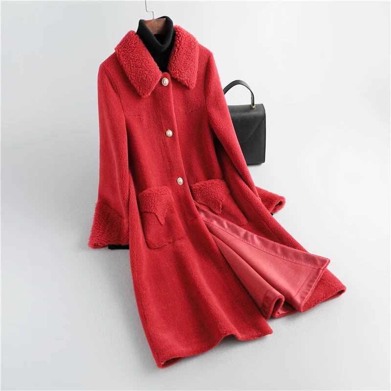 Lamb Wool Coat Mid-length Fleece Fur Integrated Lamb Chenille Coat