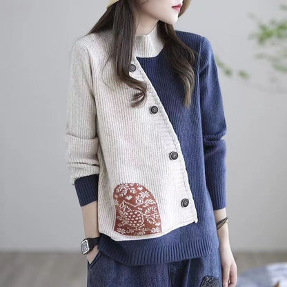 Women's Color Matching Knitted Bottoming Shirt