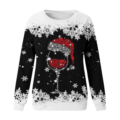 Christmas New Women's Round Neck Sweater 3D Digital Printing Casual Women's Clothing