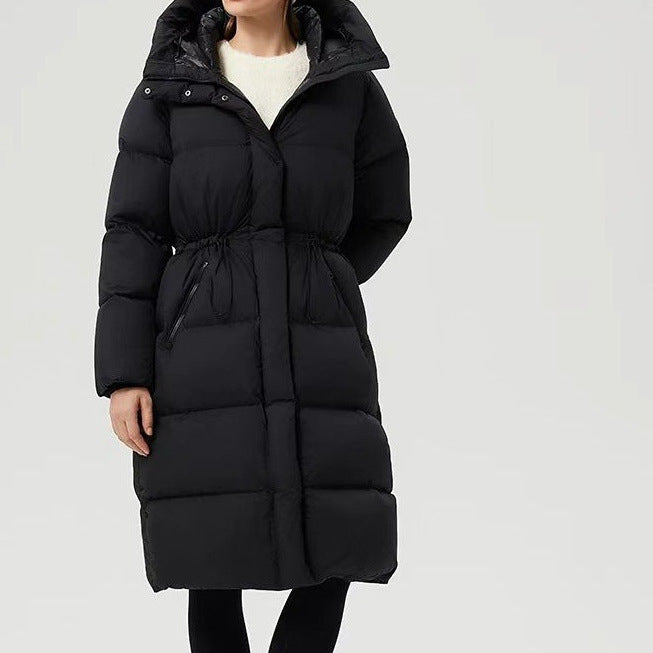 All-matching Hooded Casual Loose Waist Long Down Jacket Warm